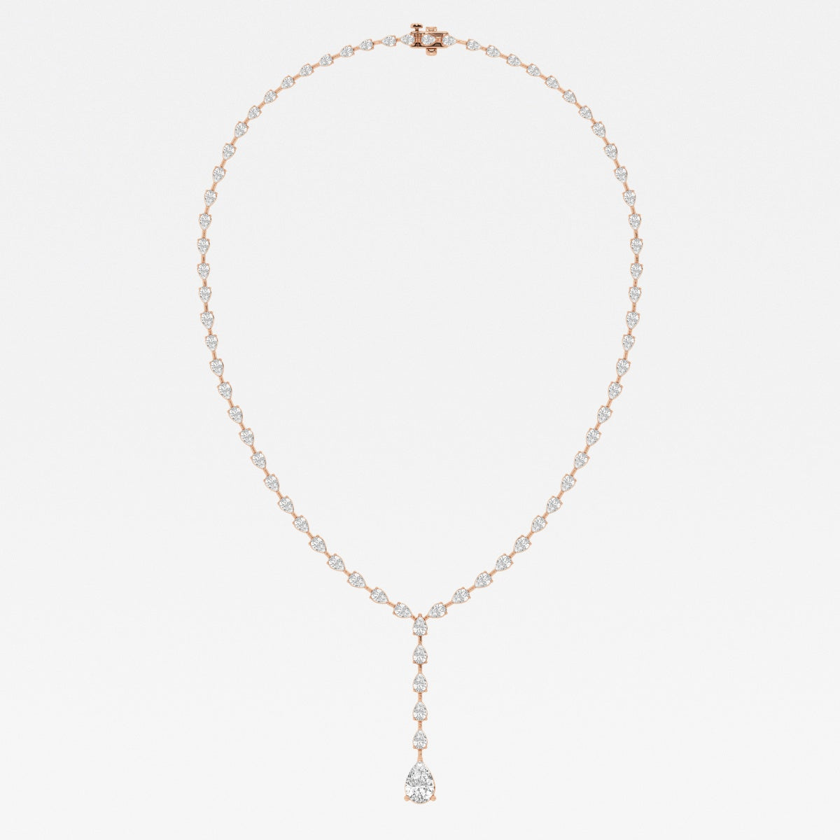 Pear Lab Grown Diamond Lariat Tennis Necklace, EF Color, VS Clarity, IGI Certified