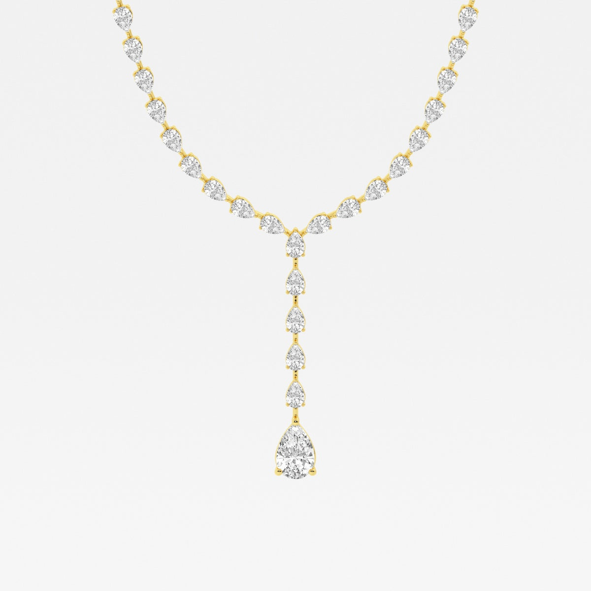 Pear Lab Grown Diamond Lariat Tennis Necklace, EF Color, VS Clarity, IGI Certified