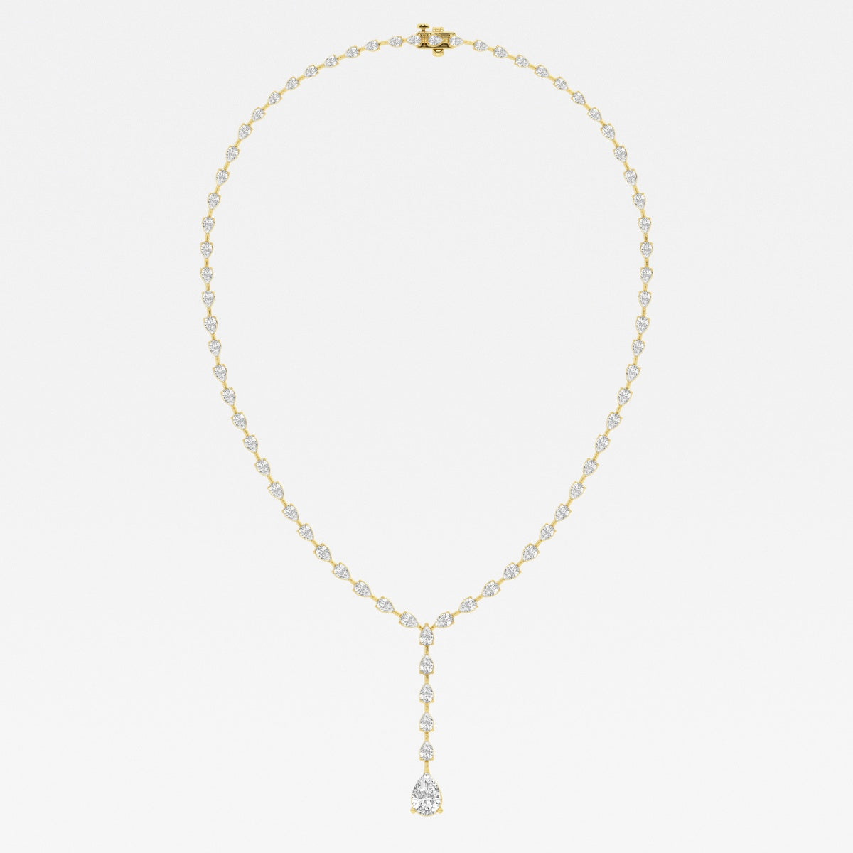 Pear Lab Grown Diamond Lariat Tennis Necklace, EF Color, VS Clarity, IGI Certified