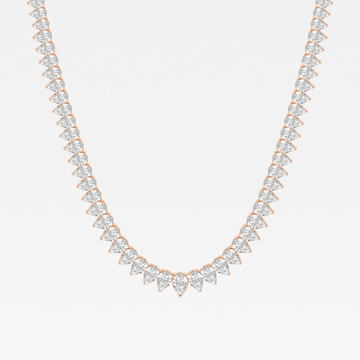 Pear Lab Grown Diamond Graduated Tennis Necklace, EF Color, VS Clarity, IGI Certified