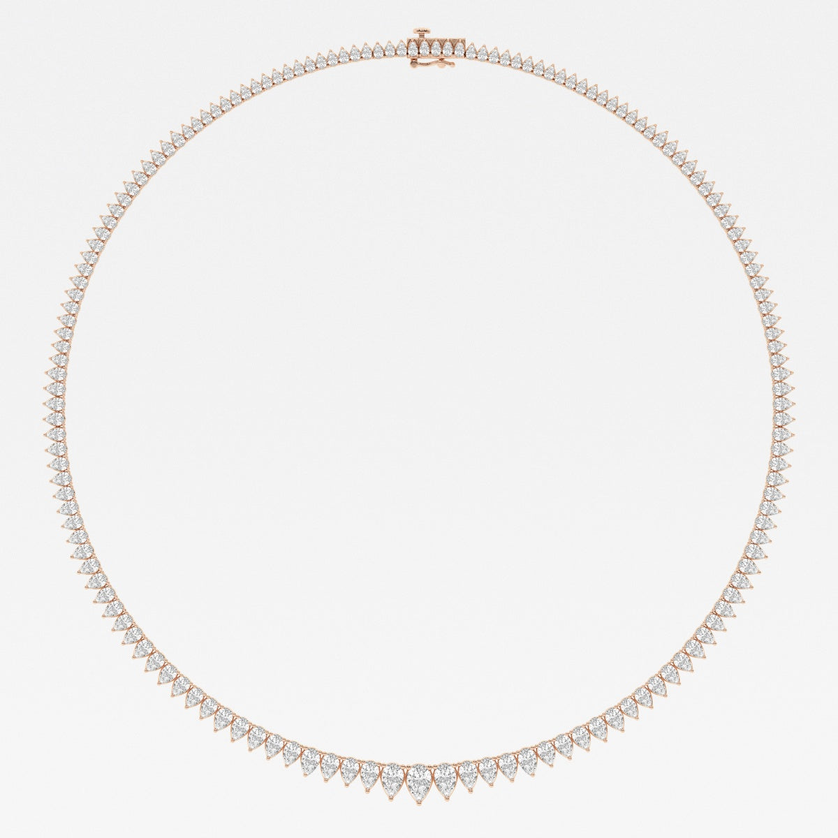 Pear Lab Grown Diamond Graduated Tennis Necklace, EF Color, VS Clarity, IGI Certified