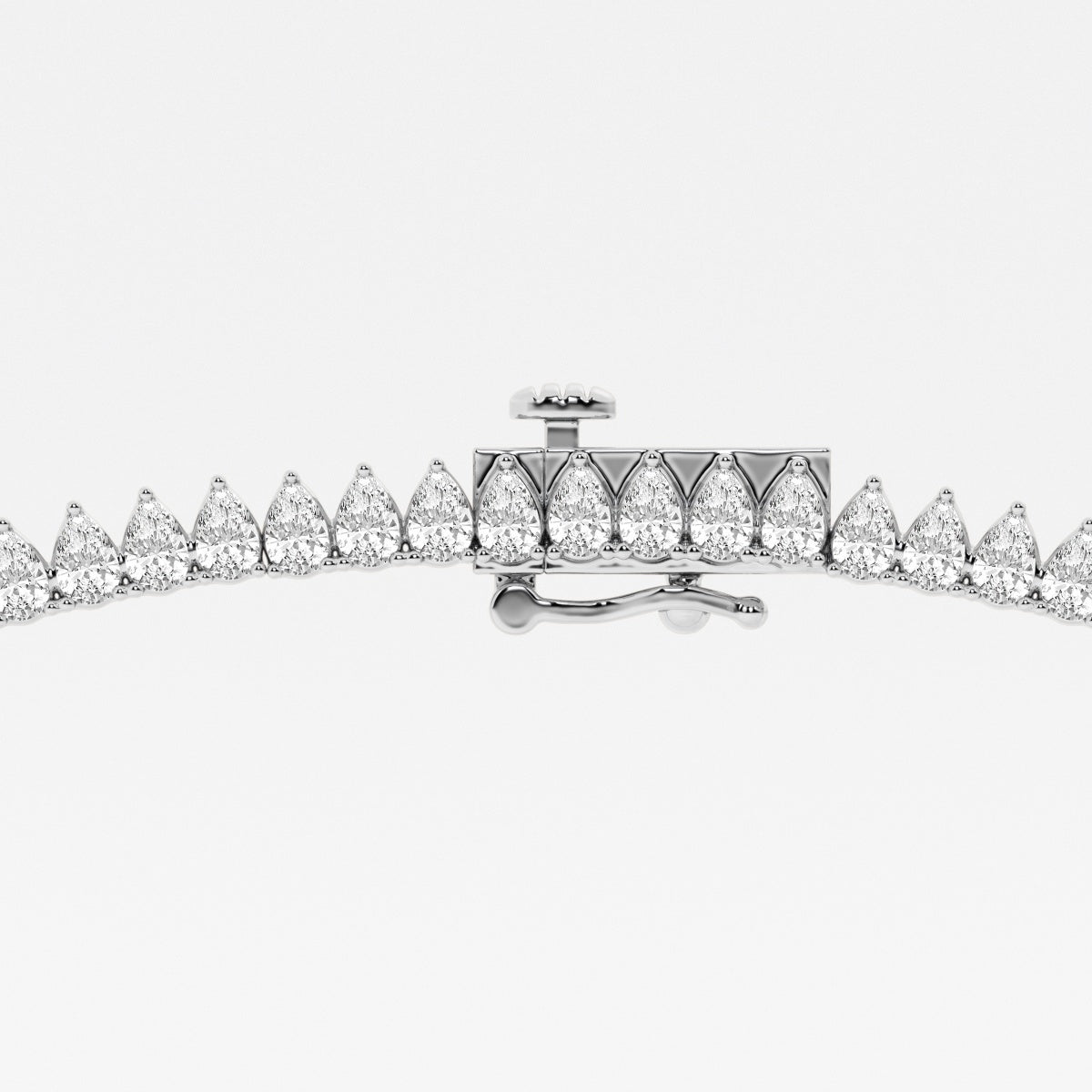 Pear Lab Grown Diamond Graduated Tennis Necklace, EF Color, VS Clarity, IGI Certified