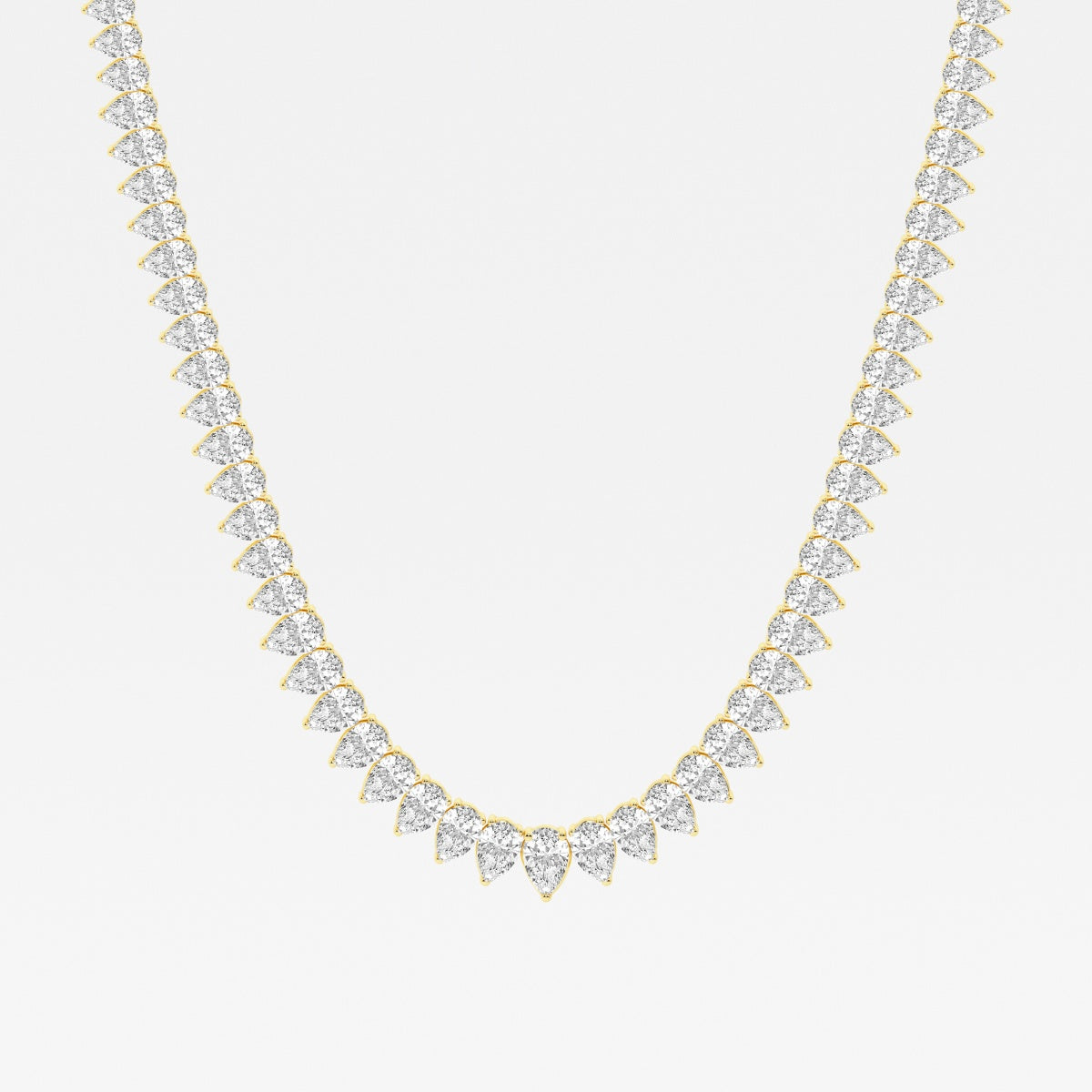 Pear Lab Grown Diamond Graduated Tennis Necklace, EF Color, VS Clarity, IGI Certified