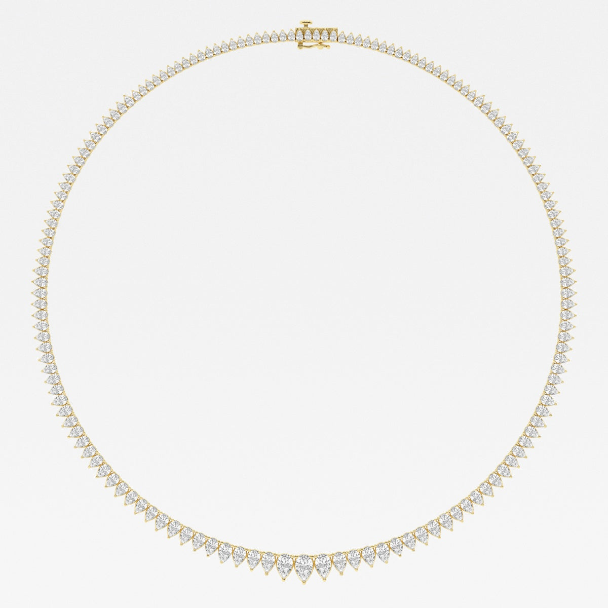 Pear Lab Grown Diamond Graduated Tennis Necklace, EF Color, VS Clarity, IGI Certified