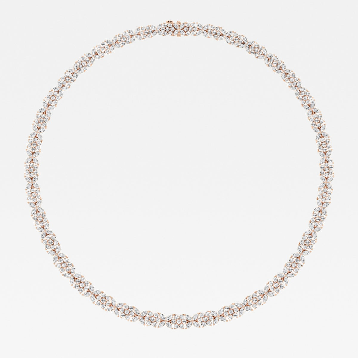 Marquise Lab Grown Diamond Floral Tennis Necklaces, EF Color, VS Clarity, IGI Certified