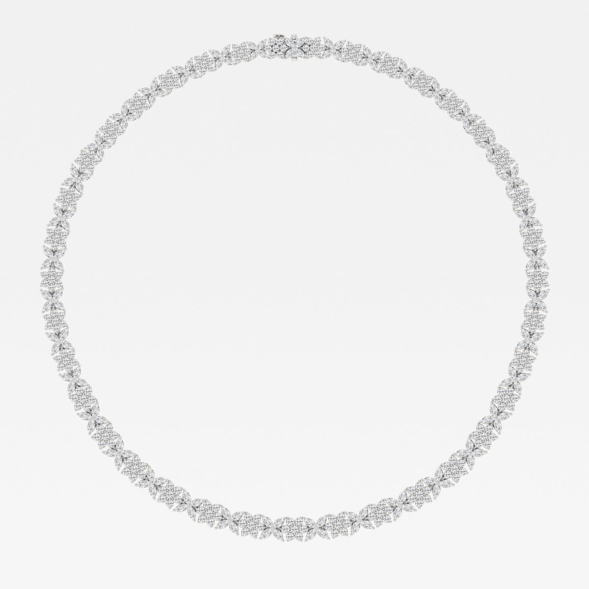 Marquise Lab Grown Diamond Floral Tennis Necklaces, EF Color, VS Clarity, IGI Certified