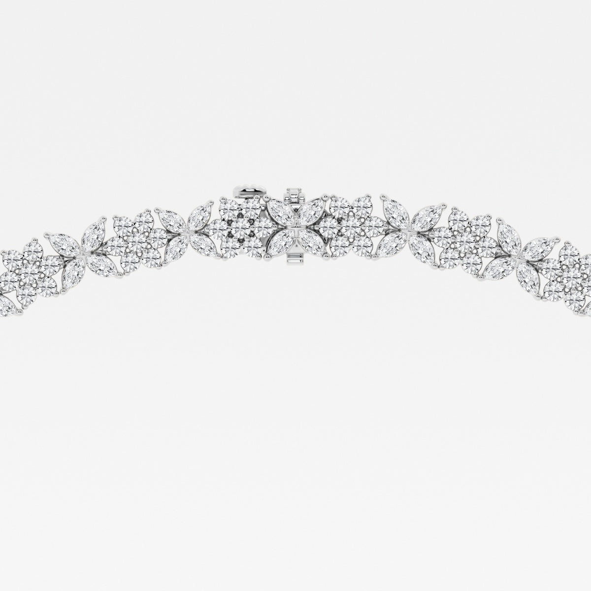 Marquise Lab Grown Diamond Floral Tennis Necklaces, EF Color, VS Clarity, IGI Certified