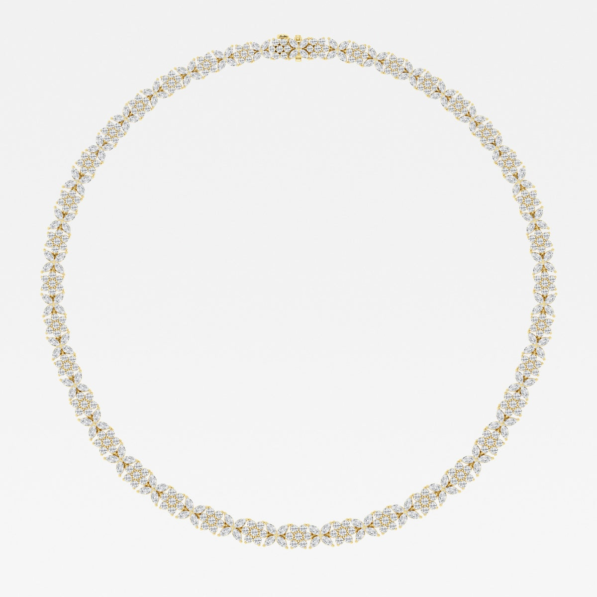 Marquise Lab Grown Diamond Floral Tennis Necklaces, EF Color, VS Clarity, IGI Certified