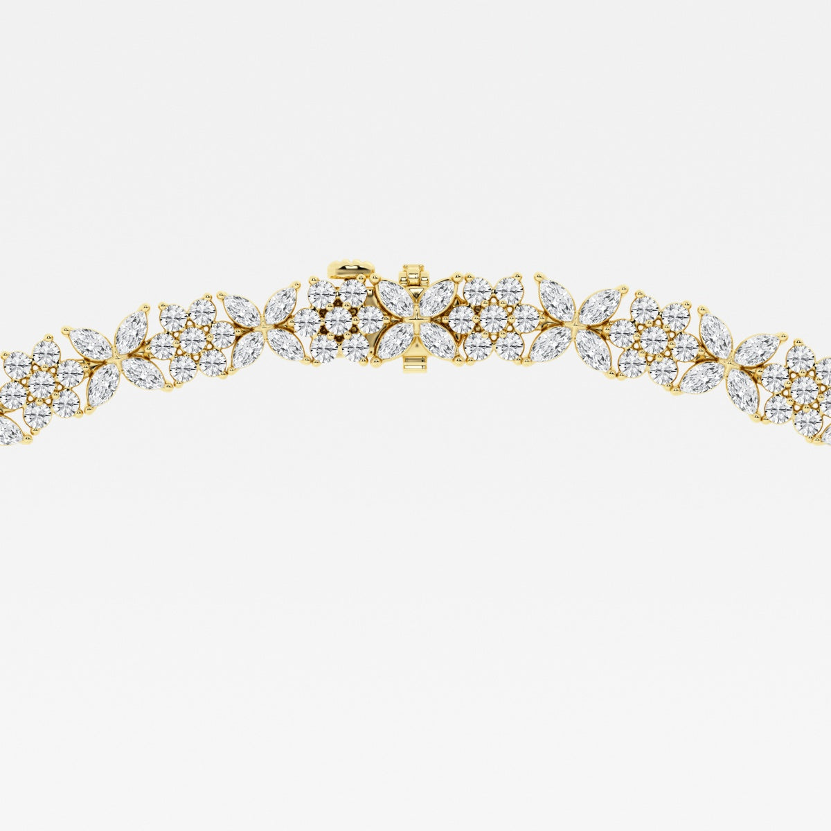 Marquise Lab Grown Diamond Floral Tennis Necklaces, EF Color, VS Clarity, IGI Certified