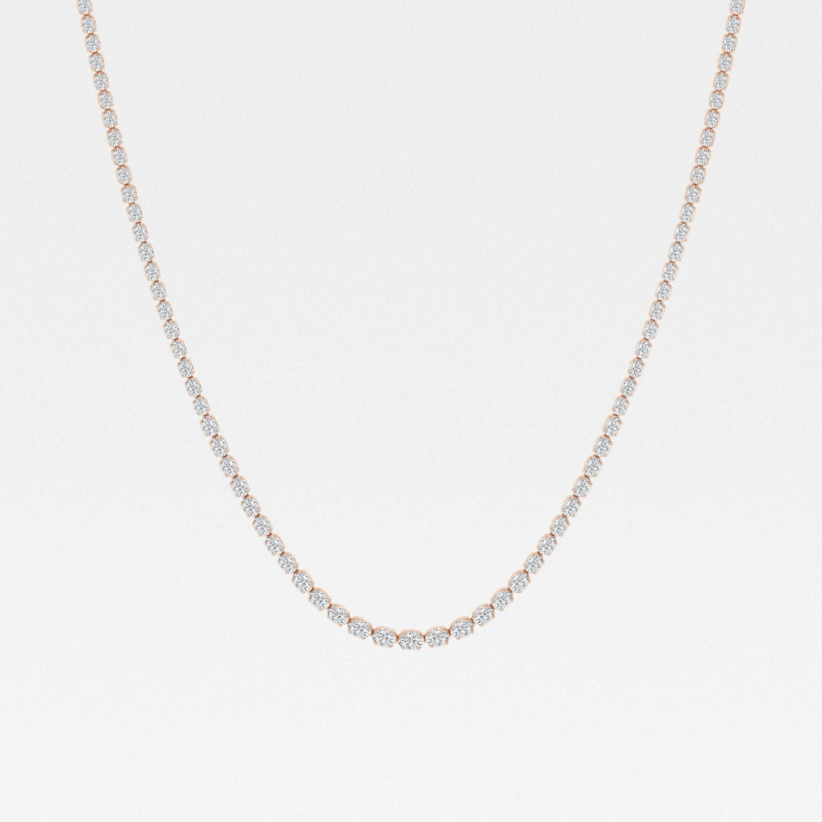 Oval Lab Grown Diamond East West Tennis Necklaces, EF Color, VS Clarity, IGI Certified