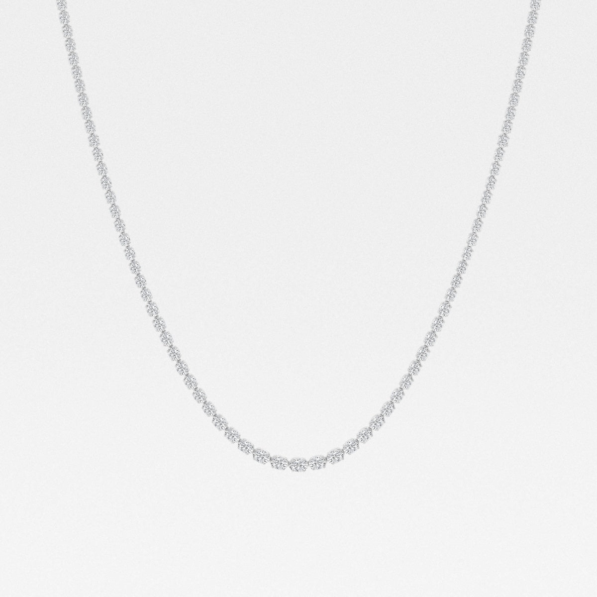 Oval Lab Grown Diamond East West Tennis Necklaces, EF Color, VS Clarity, IGI Certified