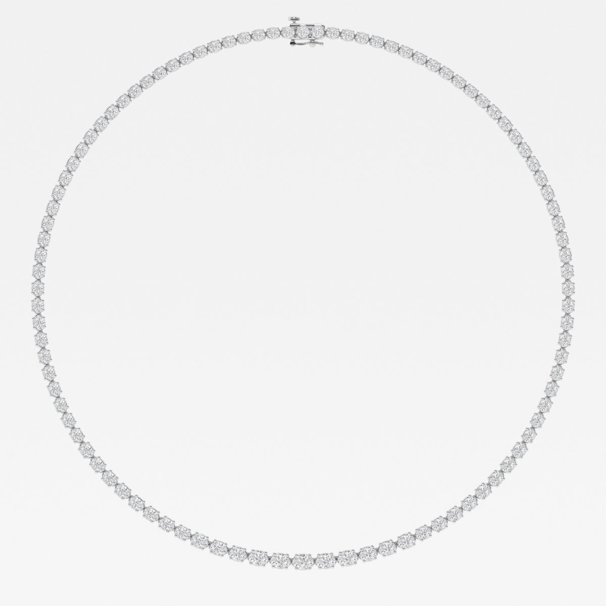 Oval Lab Grown Diamond East West Tennis Necklaces, EF Color, VS Clarity, IGI Certified