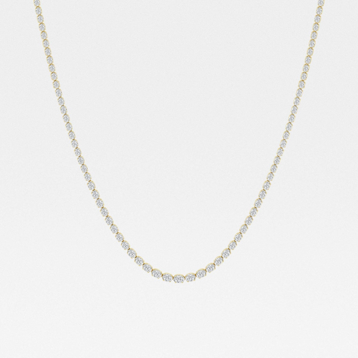 Oval Lab Grown Diamond East West Tennis Necklaces, EF Color, VS Clarity, IGI Certified