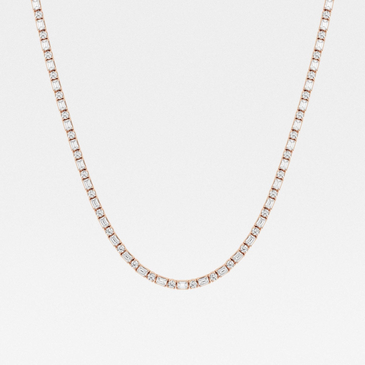 Emerald Lab Grown Diamond Alternating Tennis Necklaces, EF Color, VS Clarity, IGI Certified