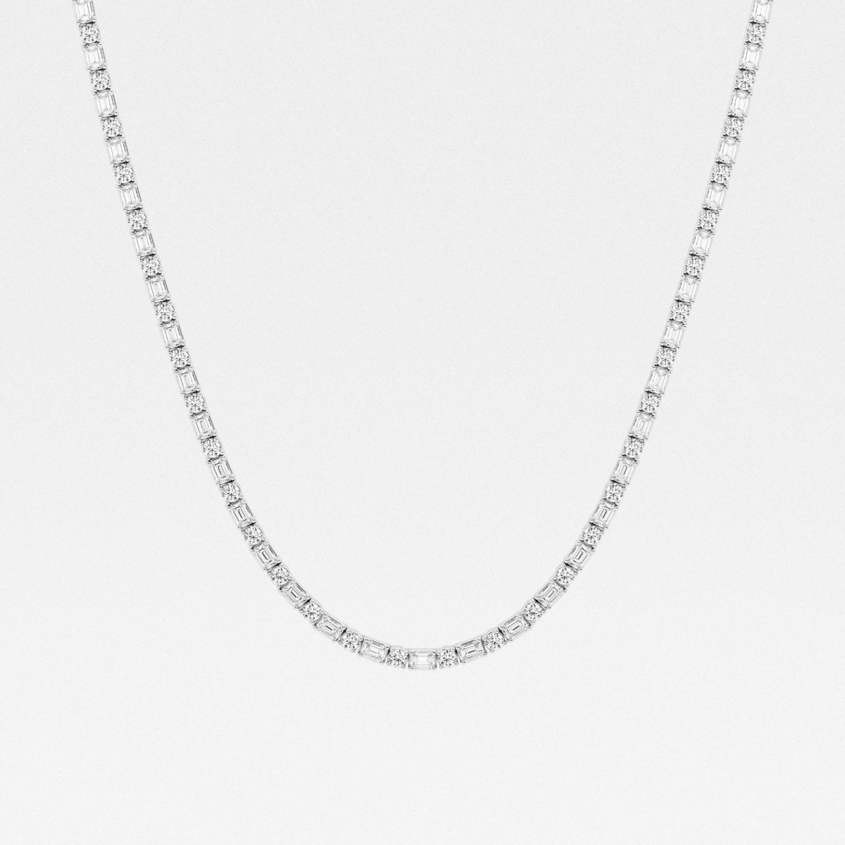 Emerald Lab Grown Diamond Alternating Tennis Necklaces, EF Color, VS Clarity, IGI Certified