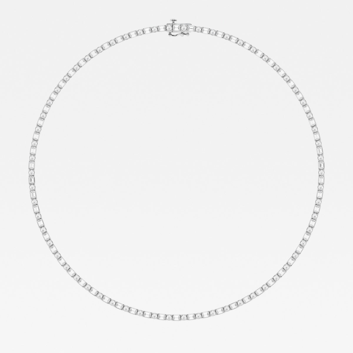 Emerald Lab Grown Diamond Alternating Tennis Necklaces, EF Color, VS Clarity, IGI Certified