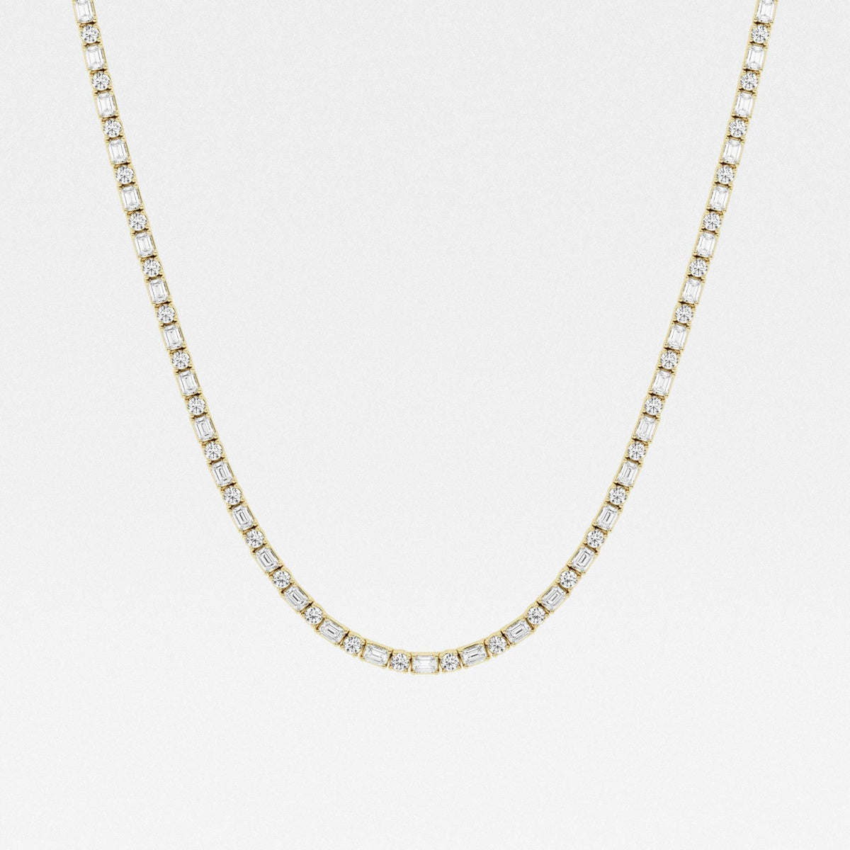 Emerald Lab Grown Diamond Alternating Tennis Necklaces, EF Color, VS Clarity, IGI Certified