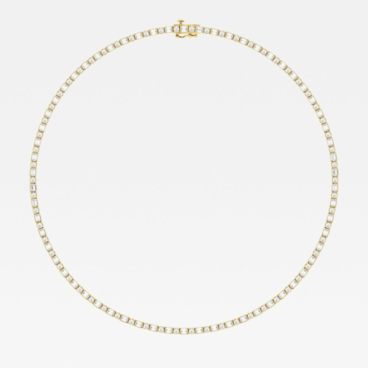 Emerald Lab Grown Diamond Alternating Tennis Necklaces, EF Color, VS Clarity, IGI Certified