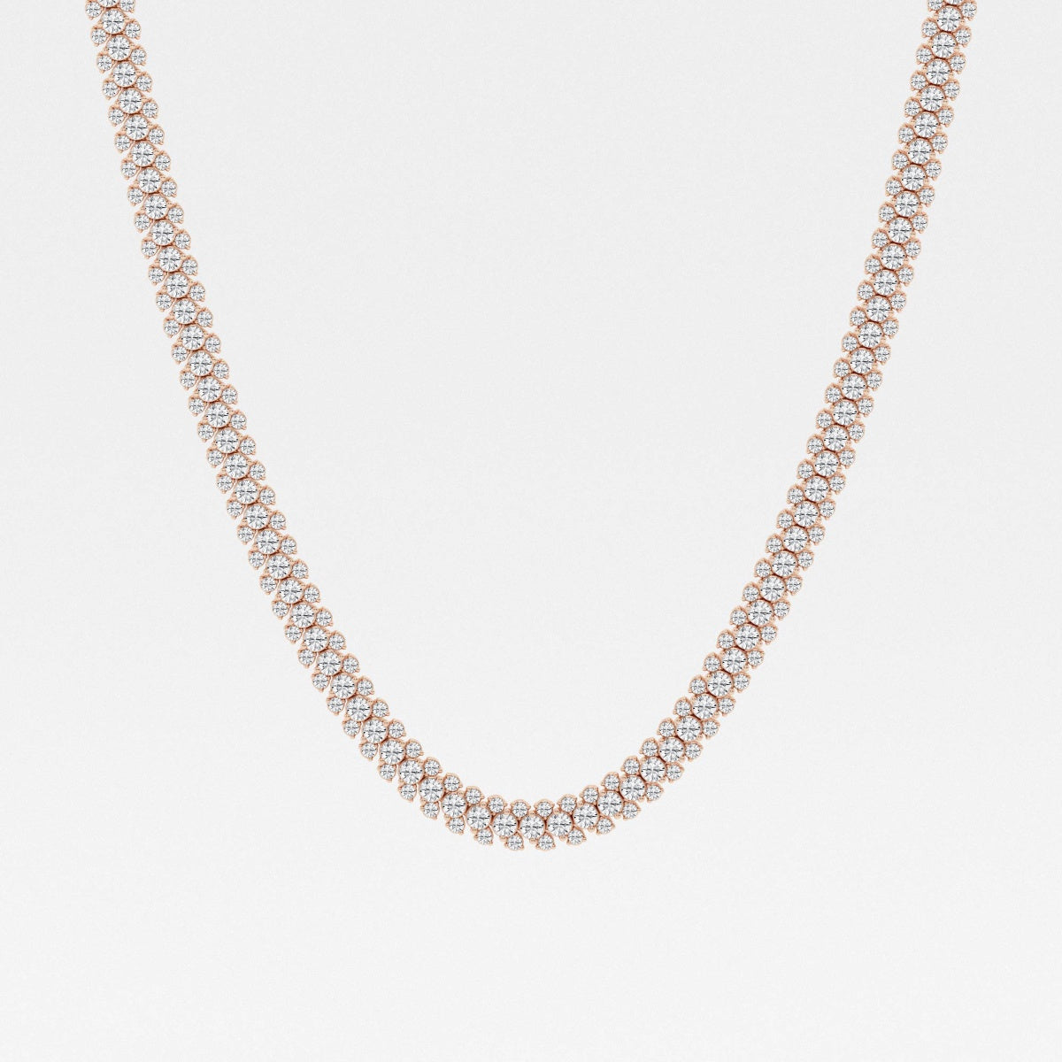 Round Lab Grown Diamond Multi row Tennis Necklaces, EF Color, VS Clarity, IGI Certified