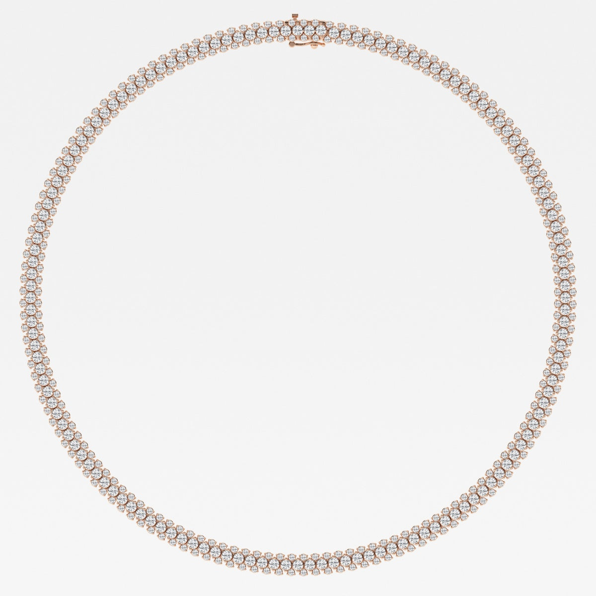 Round Lab Grown Diamond Multi row Tennis Necklaces, EF Color, VS Clarity, IGI Certified