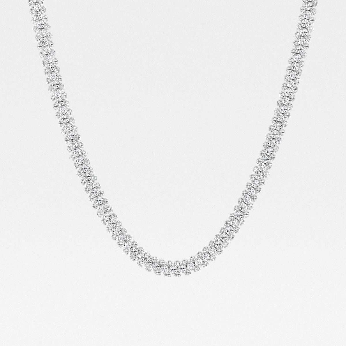 Round Lab Grown Diamond Multi row Tennis Necklaces, EF Color, VS Clarity, IGI Certified