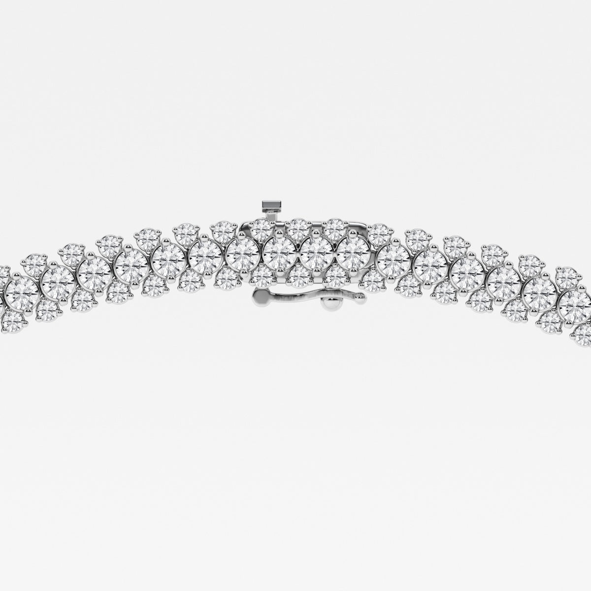 Round Lab Grown Diamond Multi row Tennis Necklaces, EF Color, VS Clarity, IGI Certified