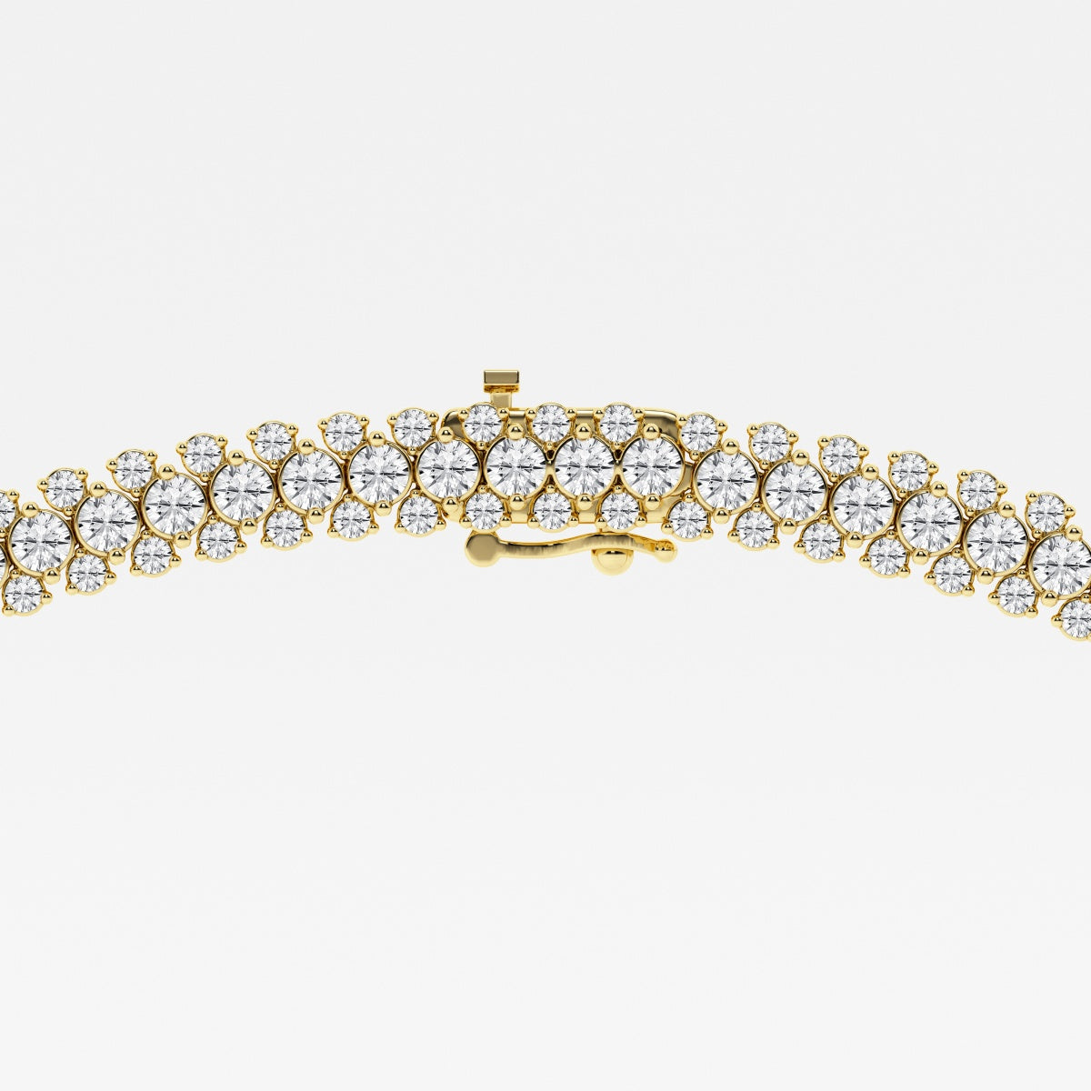 Round Lab Grown Diamond Multi row Tennis Necklaces, EF Color, VS Clarity, IGI Certified