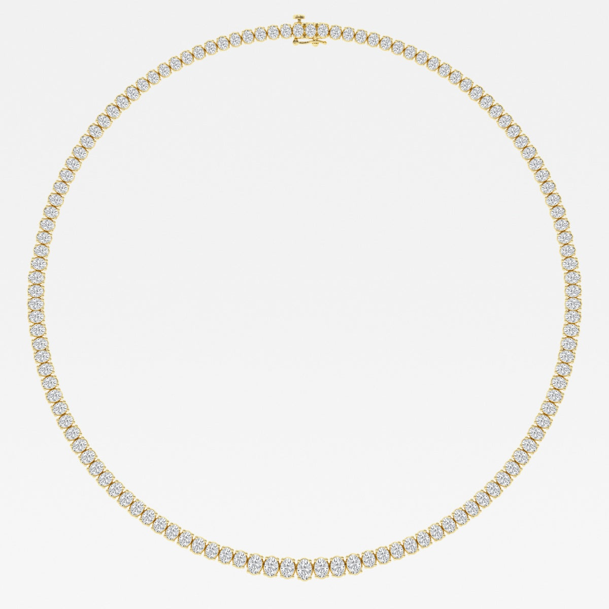 Oval Lab Grown Diamond Graduated Tennis Necklaces, EF Color, VS Clarity, IGI Certified