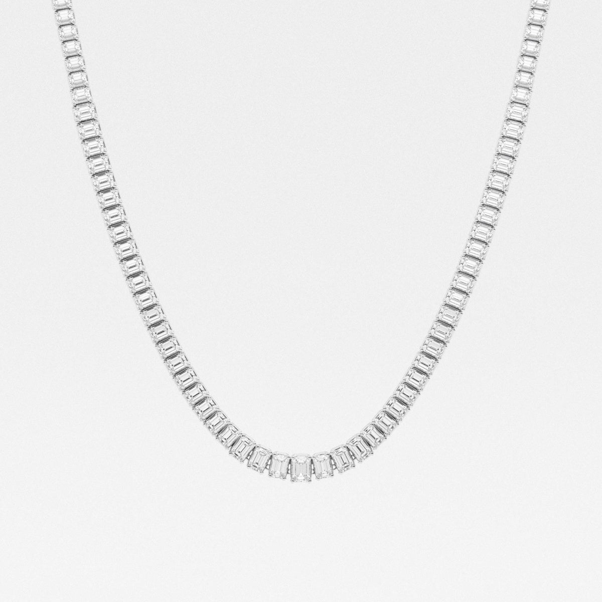 24 ctw Emerald Lab Grown Diamond Graduated Tennis Necklaces