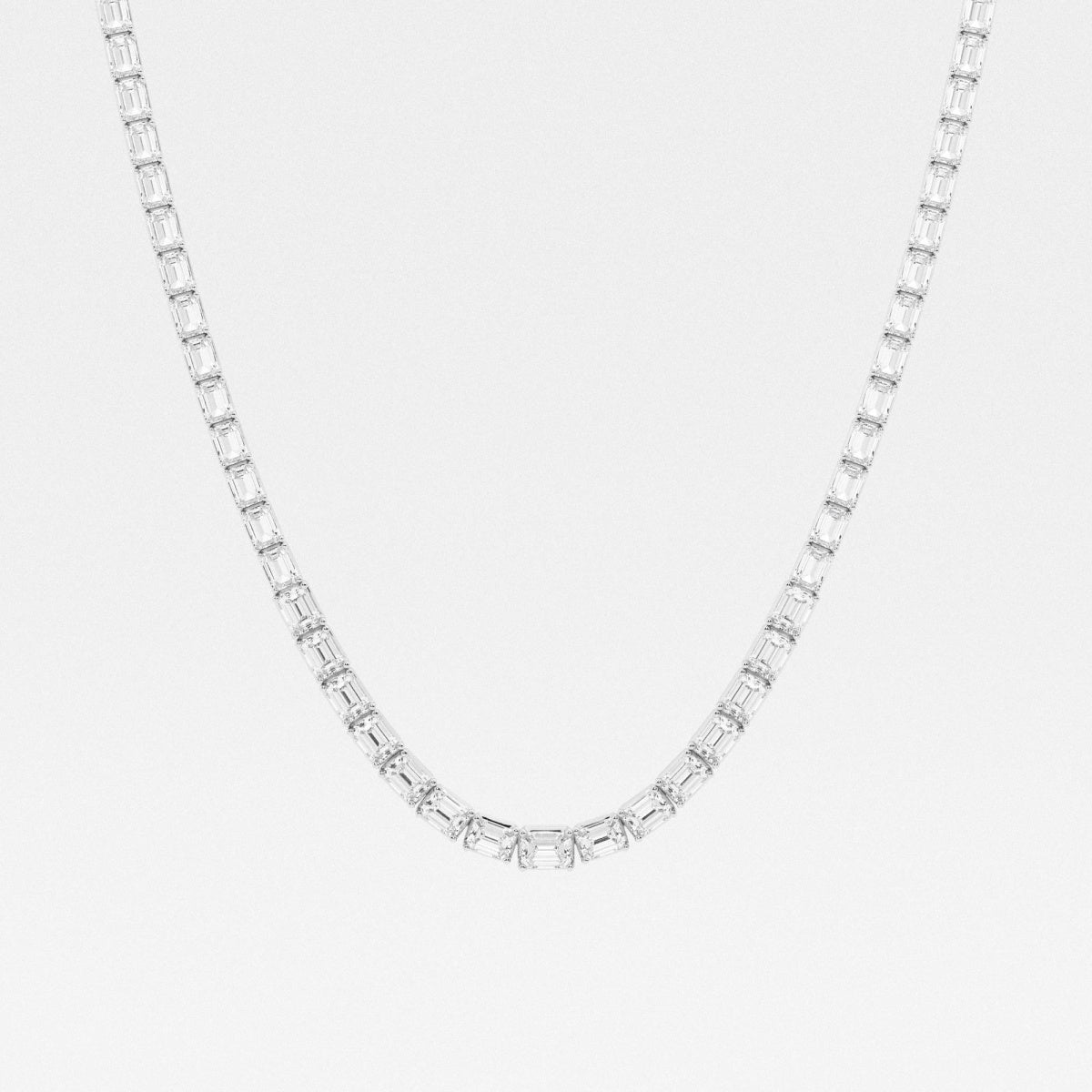 Emerald Lab Grown Diamond East West Tennis Necklaces, EF Color, VS Clarity, IGI Certified