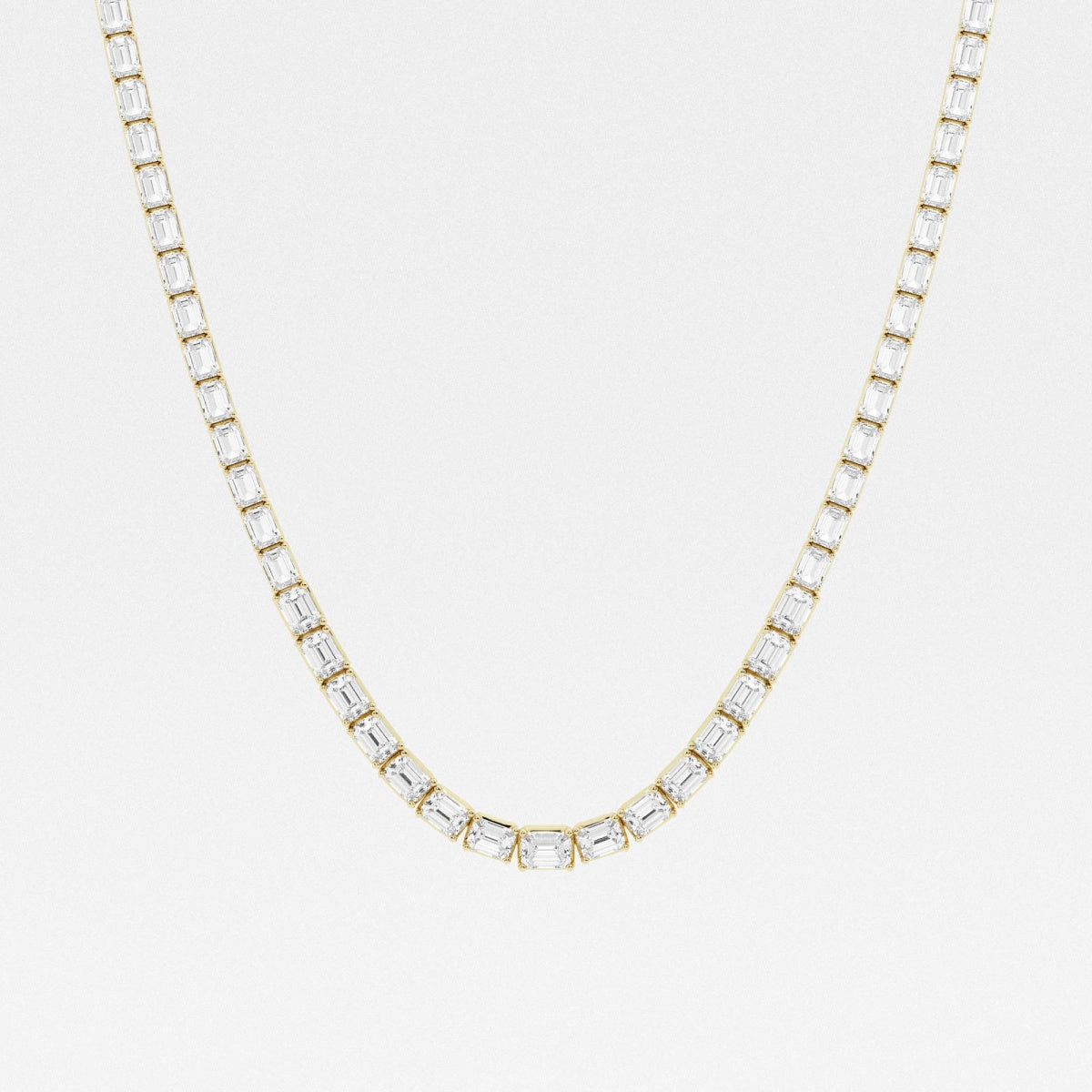 Emerald Lab Grown Diamond East West Tennis Necklaces, EF Color, VS Clarity, IGI Certified