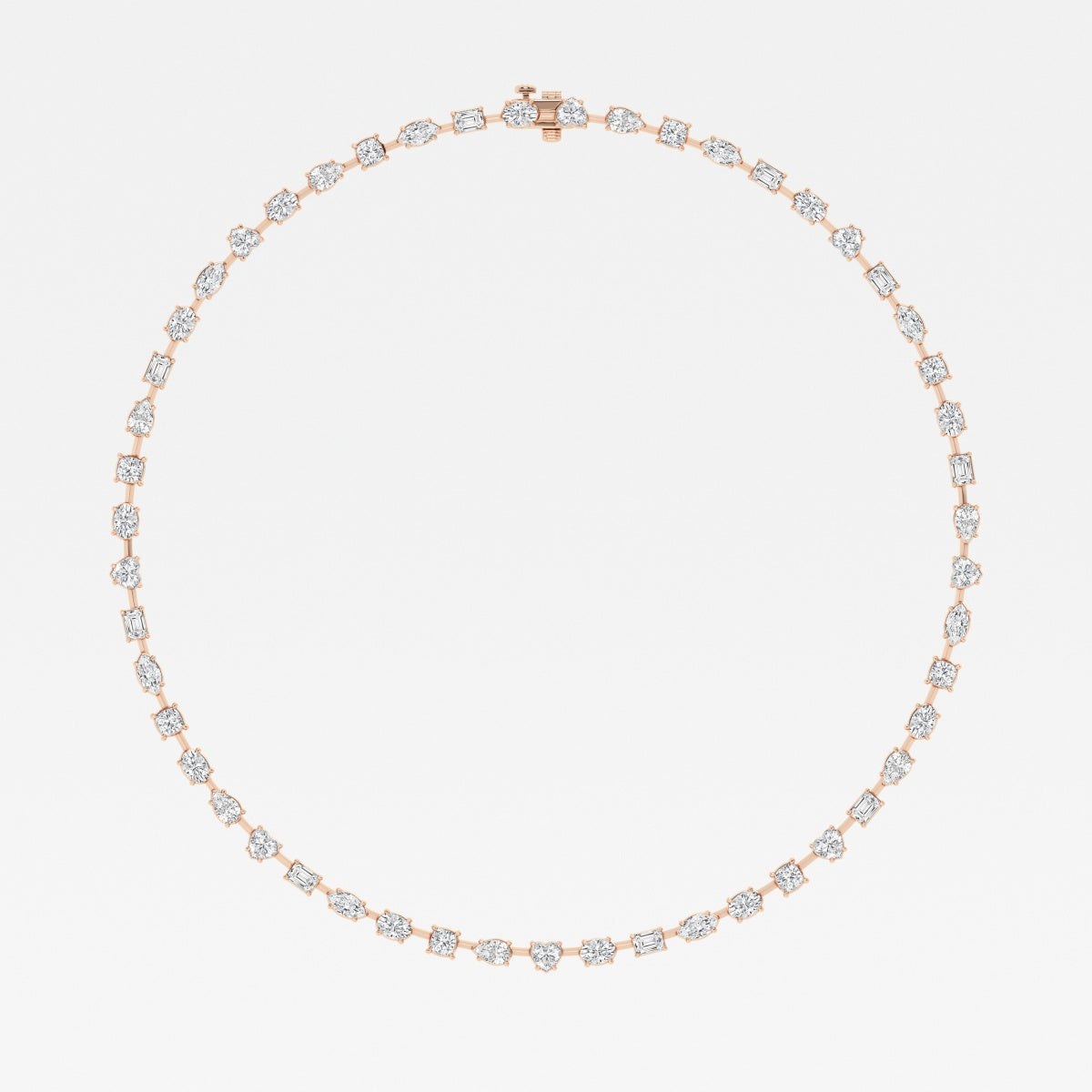 Multi-Shape Lab Grown Diamond Tennis Necklace, EF Color, VS Clarity, IGI Certified