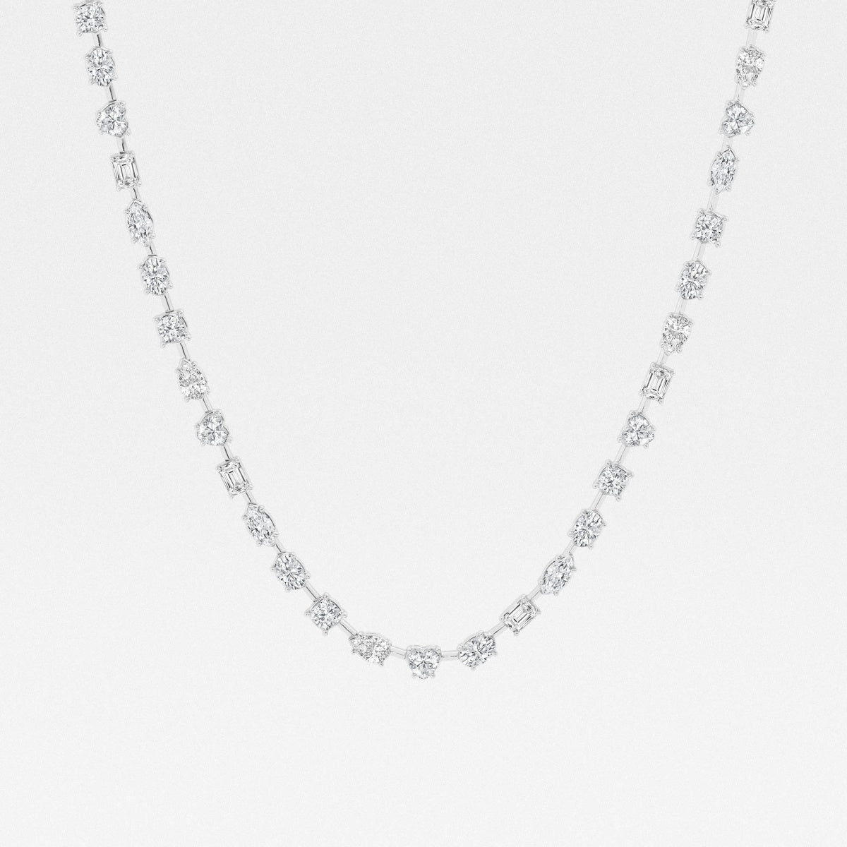 Multi-Shape Lab Grown Diamond Tennis Necklace, EF Color, VS Clarity, IGI Certified