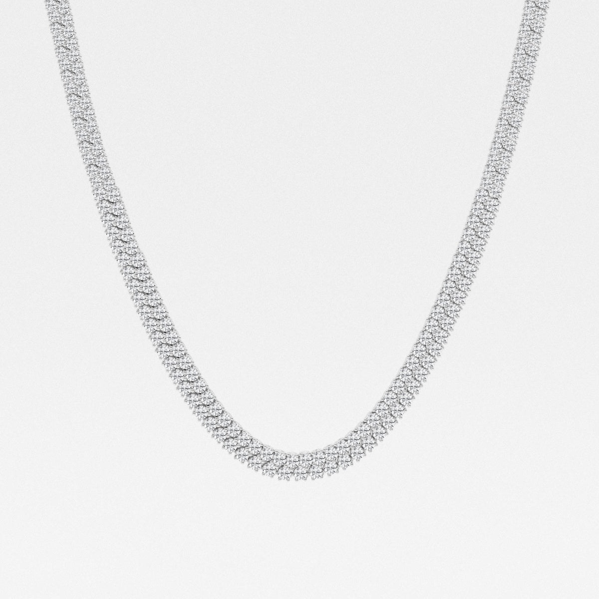 Round Lab Grown Diamond Double row Tennis Necklaces, EF Color, VS Clarity, IGI Certified