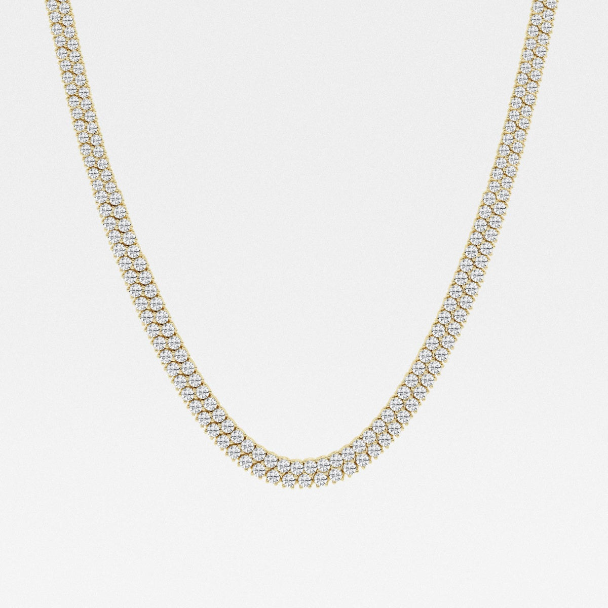 Round Lab Grown Diamond Double row Tennis Necklaces, EF Color, VS Clarity, IGI Certified