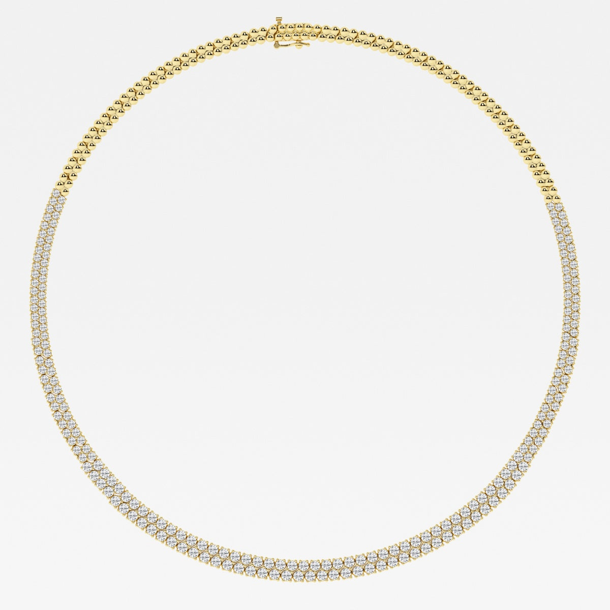 Round Lab Grown Diamond Double row Tennis Necklaces, EF Color, VS Clarity, IGI Certified