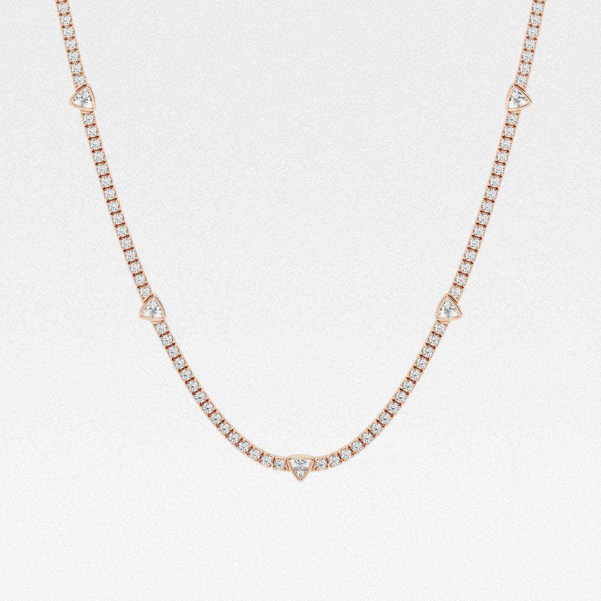 Trillion and Round Lab Grown Diamond Station Tennis Necklace, EF Color, VS Clarity, IGI Certified