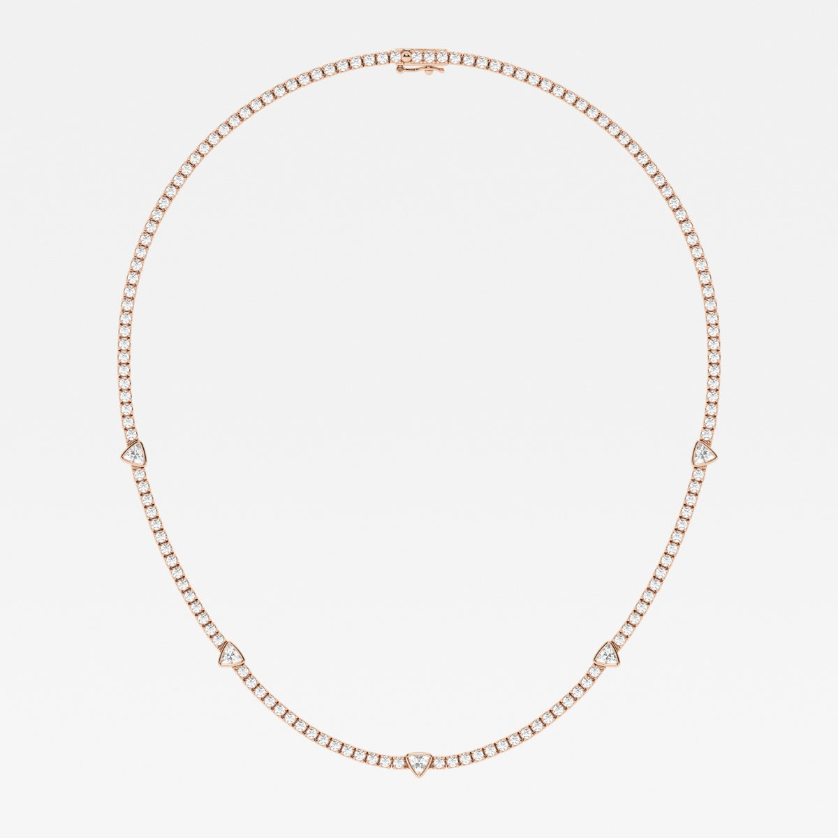 Trillion and Round Lab Grown Diamond Station Tennis Necklace, EF Color, VS Clarity, IGI Certified