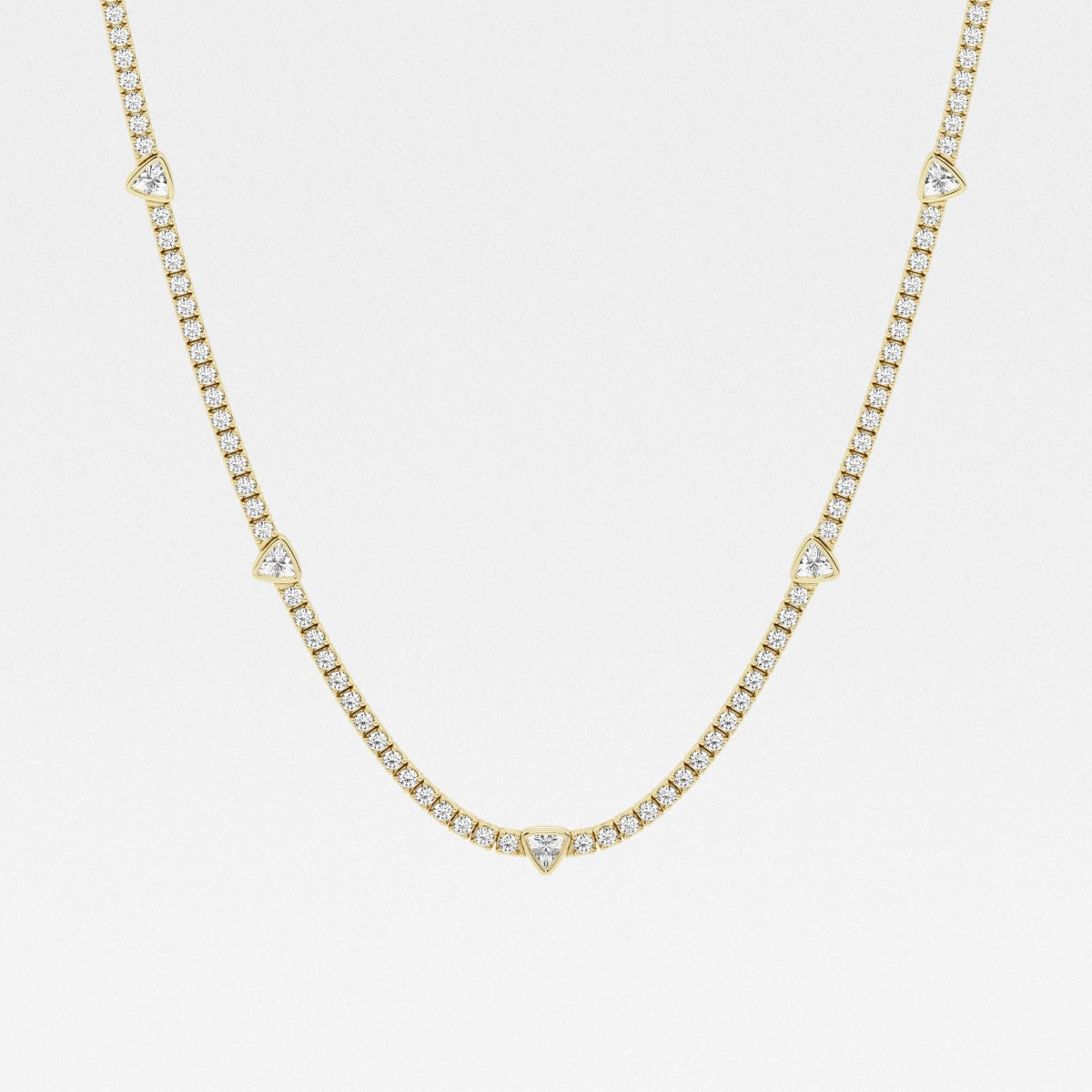 Trillion and Round Lab Grown Diamond Station Tennis Necklace, EF Color, VS Clarity, IGI Certified