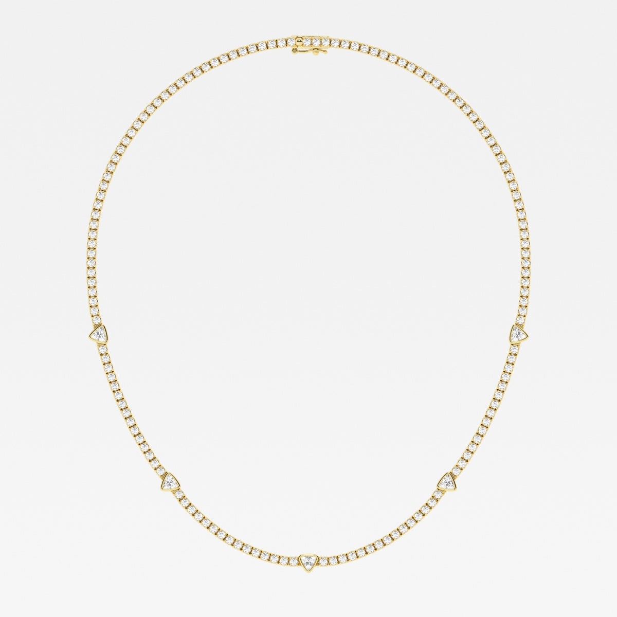Trillion and Round Lab Grown Diamond Station Tennis Necklace, EF Color, VS Clarity, IGI Certified