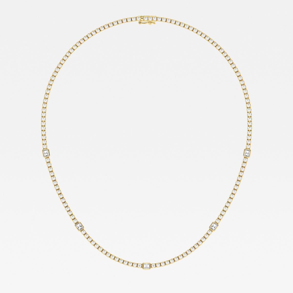 Radiant and Round Lab Grown Diamond Station Tennis Necklace, EF Color, VS Clarity, IGI Certified