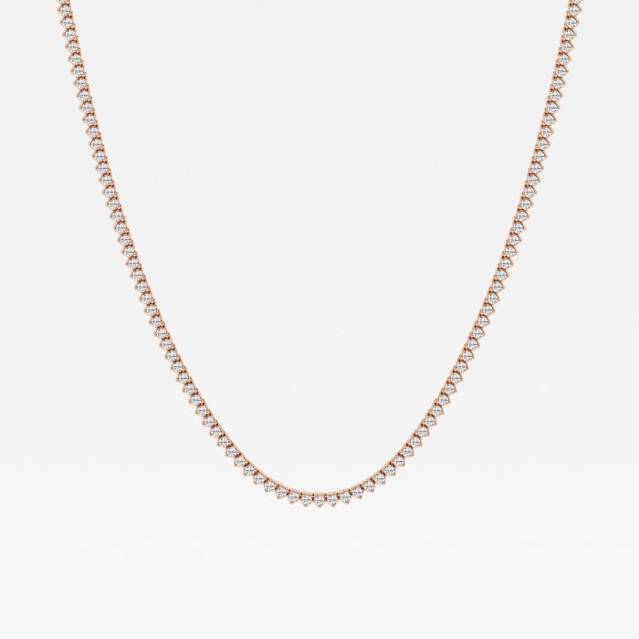 Round Lab Grown Diamond Three-Prong Tennis Necklace, EF Color, VS Clarity, IGI Certified