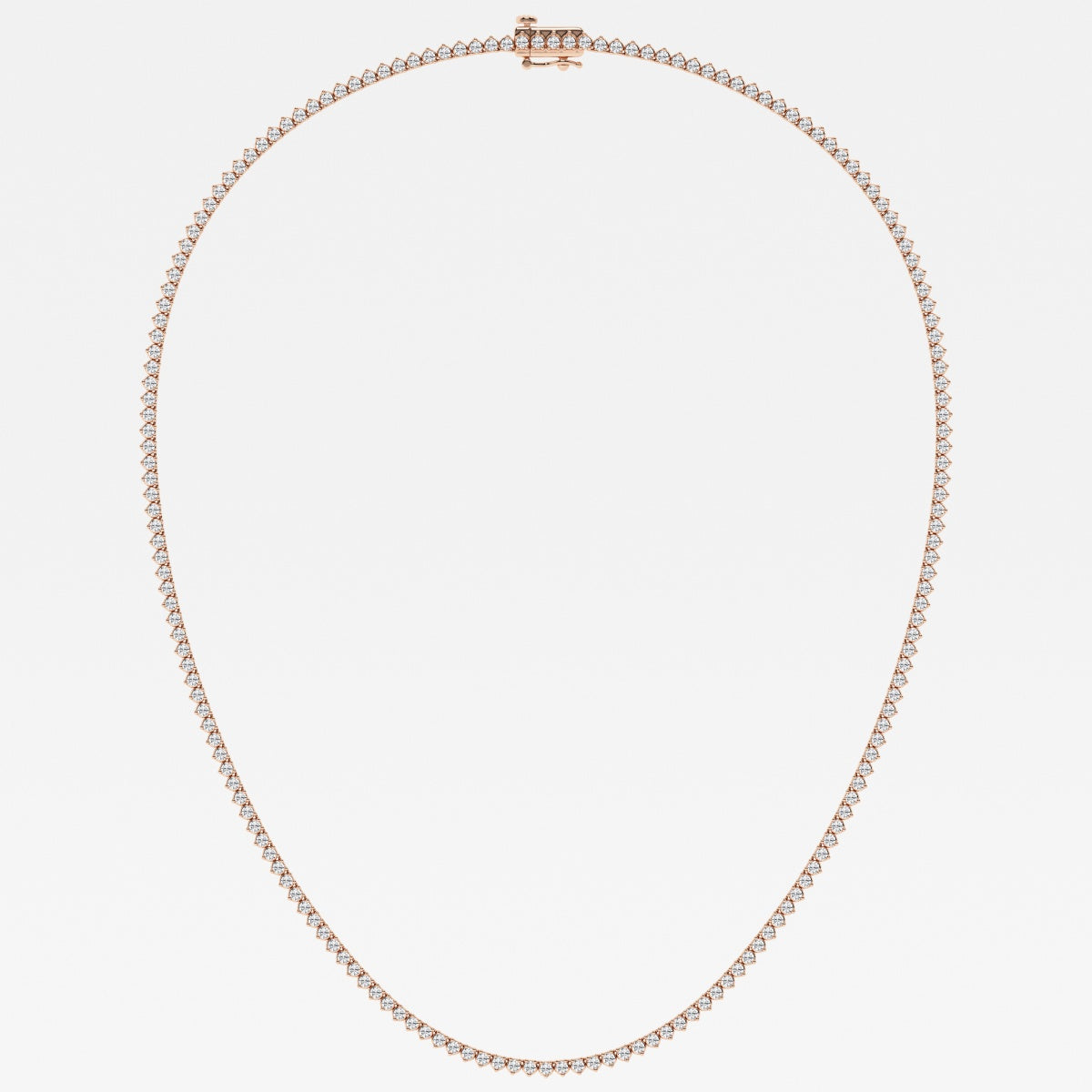 Round Lab Grown Diamond Three-Prong Tennis Necklace, EF Color, VS Clarity, IGI Certified