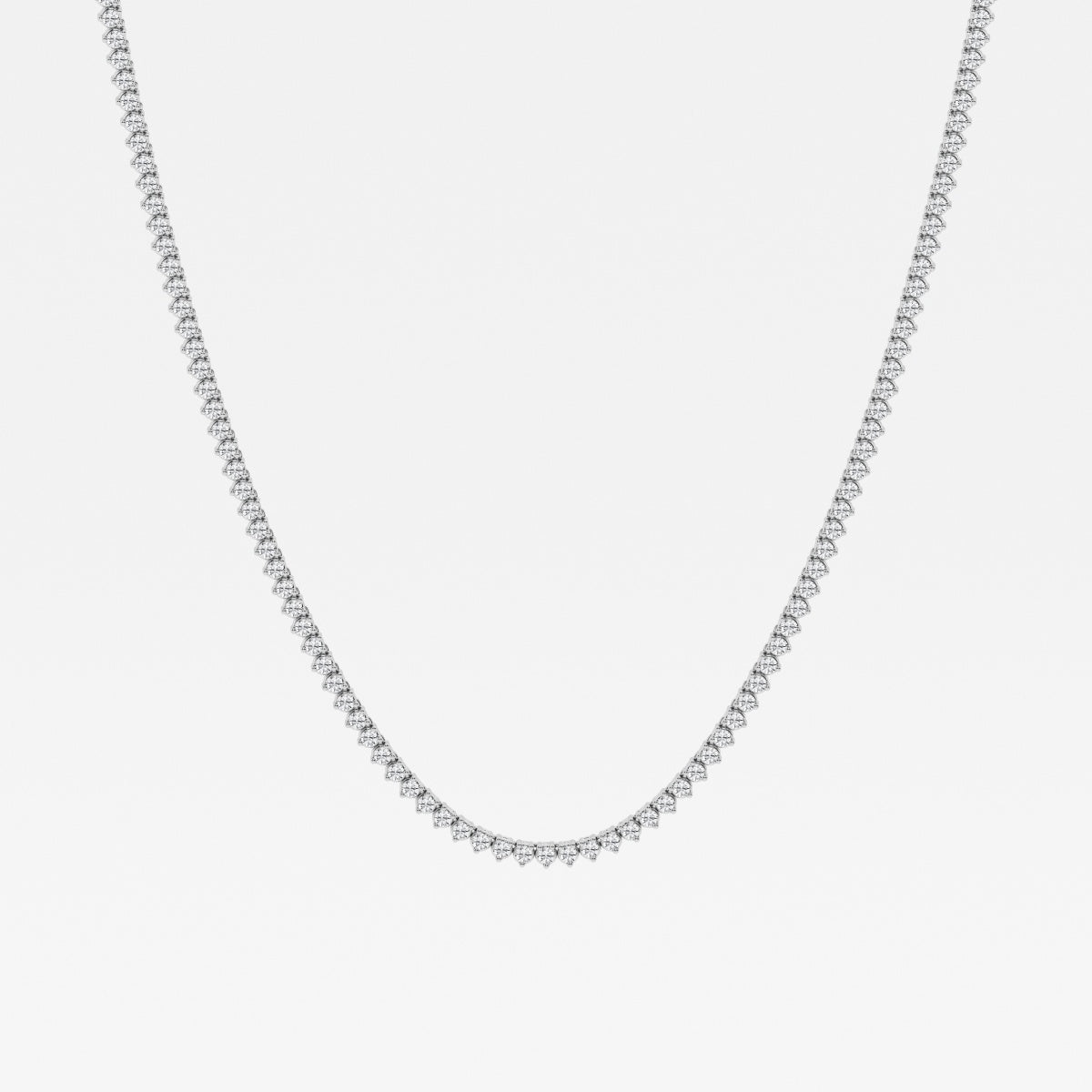 Round Lab Grown Diamond Three-Prong Tennis Necklace, EF Color, VS Clarity, IGI Certified