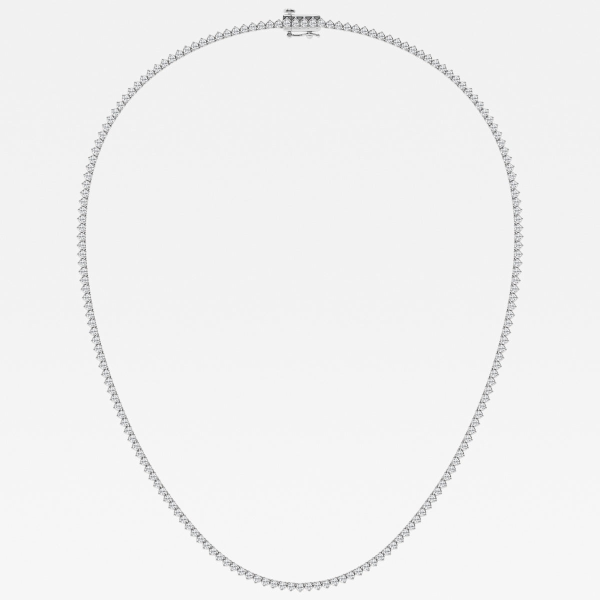 Round Lab Grown Diamond Three-Prong Tennis Necklace, EF Color, VS Clarity, IGI Certified