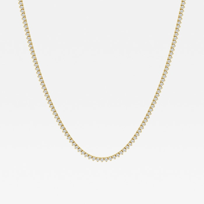 Round Lab Grown Diamond Three-Prong Tennis Necklace, EF Color, VS Clarity, IGI Certified