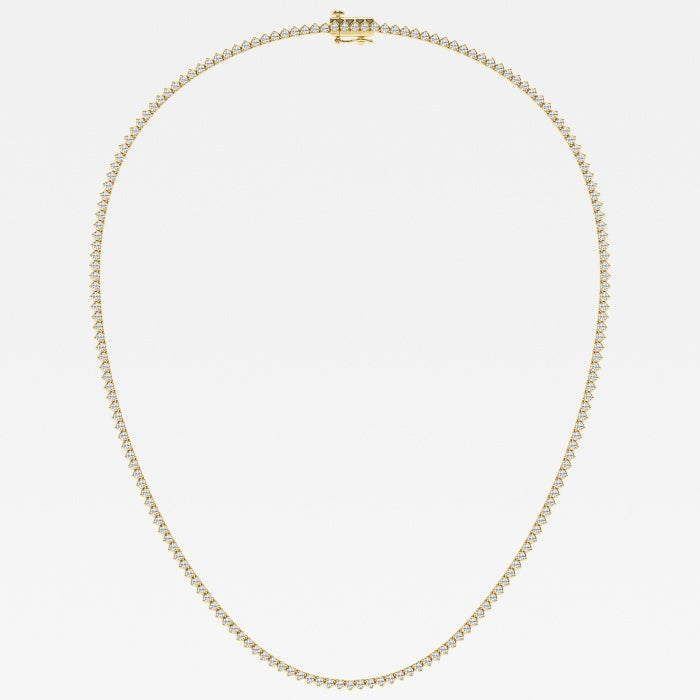 Round Lab Grown Diamond Three-Prong Tennis Necklace, EF Color, VS Clarity, IGI Certified