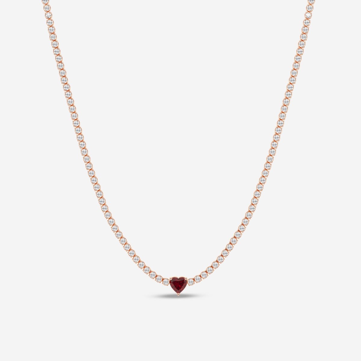 Round And Heart Fancy Vivid Red Lab Grown Diamond Necklace, EF Color, VS Clarity - IGI Certificate
