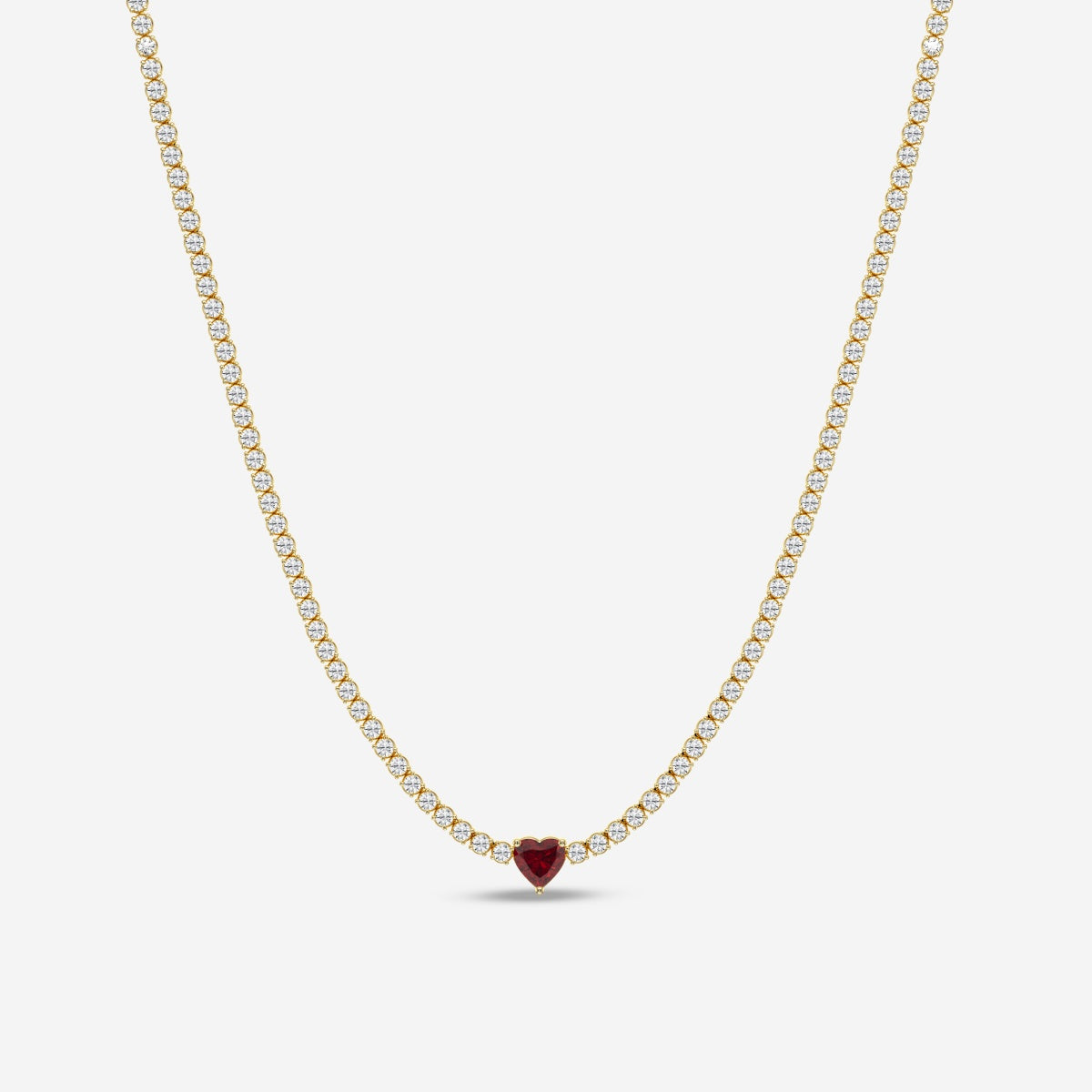 Round And Heart Fancy Vivid Red Lab Grown Diamond Necklace, EF Color, VS Clarity - IGI Certificate