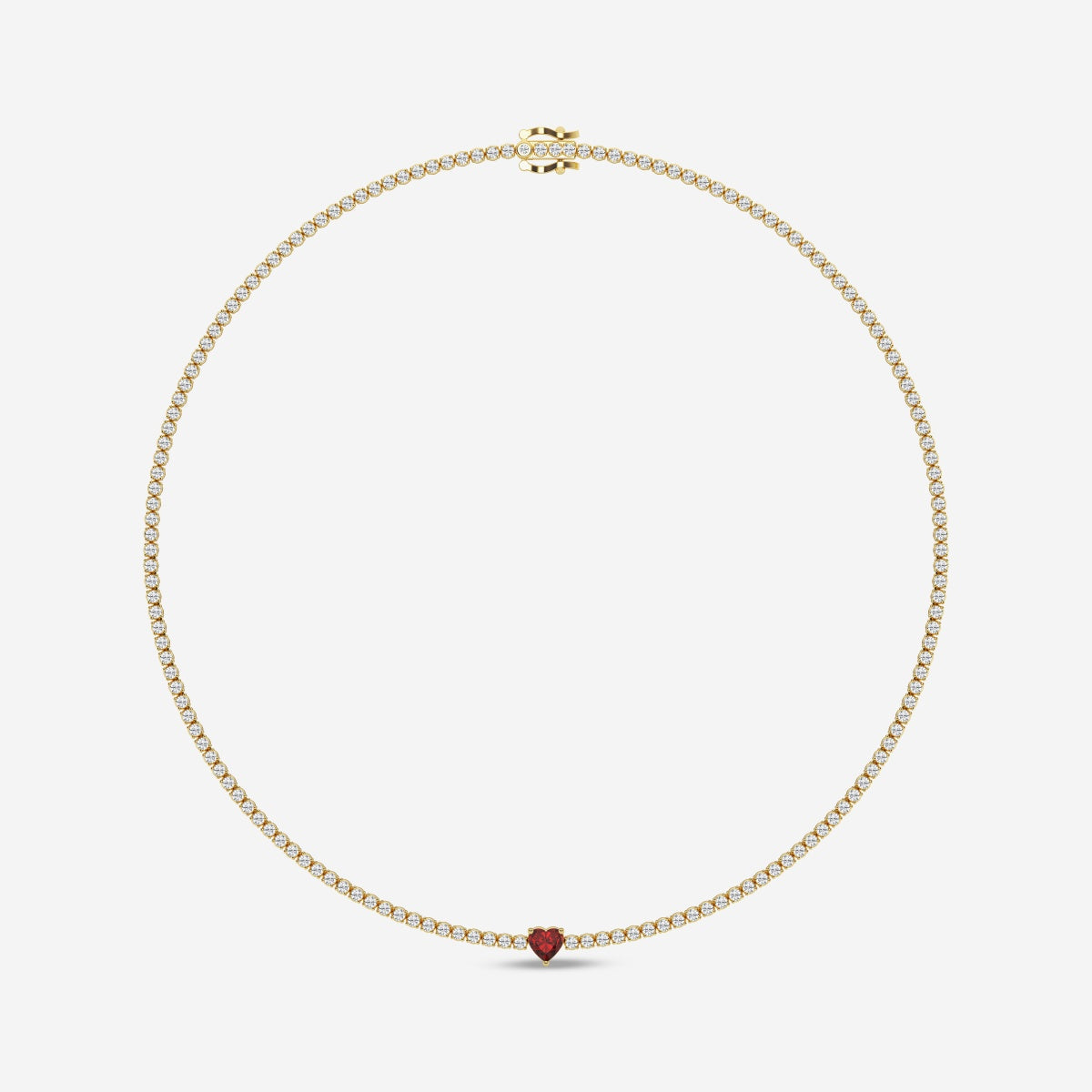 Round And Heart Fancy Vivid Red Lab Grown Diamond Necklace, EF Color, VS Clarity - IGI Certificate